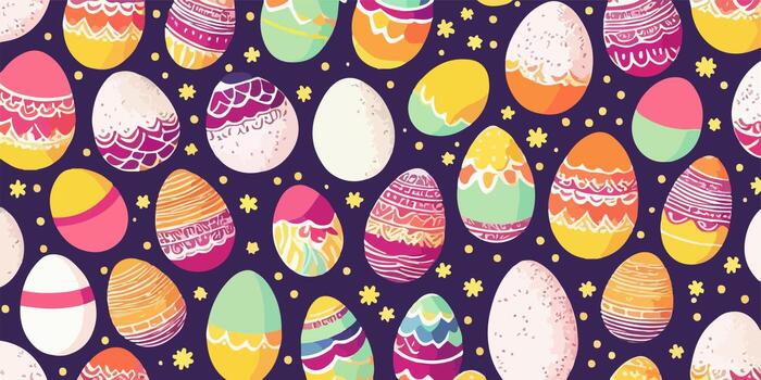 Vector Easter Egg Decorations with Geometric Patterns and Shapes
