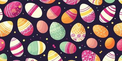 Vector Happy Easter Greetings with Painted Eggs