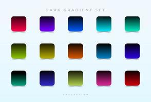 Collection of colorful smooth dark gradient backgrounds for graphic design. Vector illustratio