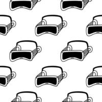 VR headset seamless vector pattern. Glasses, helmet of virtual or augmented reality. Modern technology, device for entertainment, games, 3D. Simple doodle, line art. Background for packaging, web