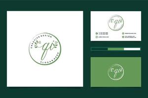 Initial QI Feminine logo collections and business card template Premium Vector