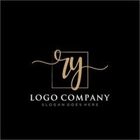 Initial RY feminine logo collections template. handwriting logo of initial signature, wedding, fashion, jewerly, boutique, floral and botanical with creative template for any company or business. vector