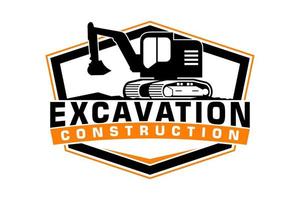 Excavator logo template vector. Heavy equipment logo vector for construction company.