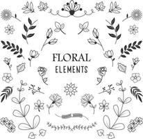 set of floral and botanical elements. Vector illustration