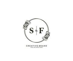 initial SF letters hand drawn feminine and floral botanical logo suitable for spa salon skin hair beauty boutique and cosmetic company. vector