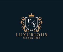 Initial FY Letter Royal Luxury Logo template in vector art for Restaurant, Royalty, Boutique, Cafe, Hotel, Heraldic, Jewelry, Fashion and other vector illustration.