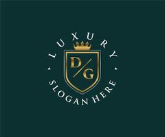 Initial DG Letter Royal Luxury Logo template in vector art for Restaurant, Royalty, Boutique, Cafe, Hotel, Heraldic, Jewelry, Fashion and other vector illustration.