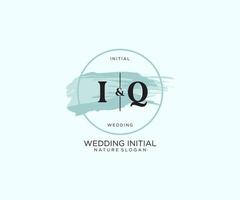 Initial IQ Letter Beauty vector initial logo, handwriting logo of initial signature, wedding, fashion, jewerly, boutique, floral and botanical with creative template for any company or business.