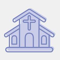 icono iglesia edificio elementos. íconos en dos tono estilo. bueno para huellas dactilares, web, carteles, logo, sitio plan, mapa, infografía, etc. vector