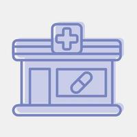 icono farmacia. edificio elementos. íconos en dos tono estilo. bueno para huellas dactilares, web, carteles, logo, sitio plan, mapa, infografía, etc. vector