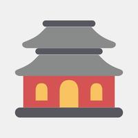 icono pagoda. edificio elementos. íconos en plano estilo. bueno para huellas dactilares, web, carteles, logo, sitio plan, mapa, infografía, etc. vector