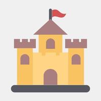 icono castillo. edificio elementos. íconos en plano estilo. bueno para huellas dactilares, web, carteles, logo, sitio plan, mapa, infografía, etc. vector