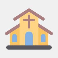 icono iglesia edificio elementos. íconos en plano estilo. bueno para huellas dactilares, web, carteles, logo, sitio plan, mapa, infografía, etc. vector