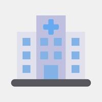 icono hospital. edificio elementos. íconos en plano estilo. bueno para huellas dactilares, web, carteles, logo, sitio plan, mapa, infografía, etc. vector