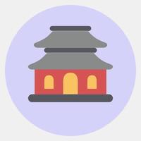 icono pagoda. edificio elementos. íconos en color compañero estilo. bueno para huellas dactilares, web, carteles, logo, sitio plan, mapa, infografía, etc. vector