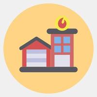 Icon fire station. Building elements. Icons in color mate style. Good for prints, web, posters, logo, site plan, map, infographics, etc. vector