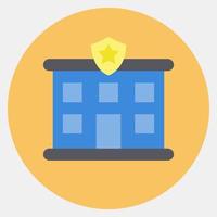 Icon police station. Building elements. Icons in color mate style. Good for prints, web, posters, logo, site plan, map, infographics, etc. vector