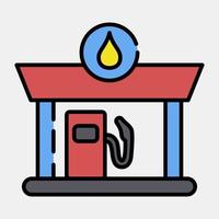 icono gas estación. edificio elementos. íconos en lleno línea estilo. bueno para huellas dactilares, web, carteles, logo, sitio plan, mapa, infografía, etc. vector