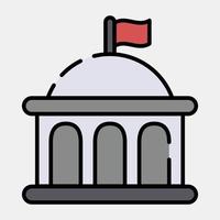 icono gobierno. edificio elementos. íconos en lleno línea estilo. bueno para huellas dactilares, web, carteles, logo, sitio plan, mapa, infografía, etc. vector