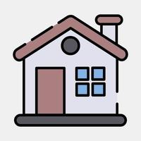 icono casa. edificio elementos. íconos en lleno línea estilo. bueno para huellas dactilares, web, carteles, logo, sitio plan, mapa, infografía, etc. vector