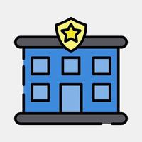 Icon police station. Building elements. Icons in filled line style. Good for prints, web, posters, logo, site plan, map, infographics, etc. vector