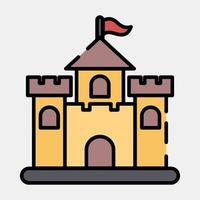 icono castillo. edificio elementos. íconos en lleno línea estilo. bueno para huellas dactilares, web, carteles, logo, sitio plan, mapa, infografía, etc. vector