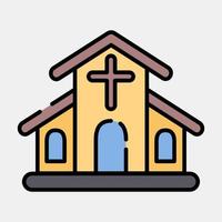 icono iglesia edificio elementos. íconos en lleno línea estilo. bueno para huellas dactilares, web, carteles, logo, sitio plan, mapa, infografía, etc. vector