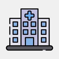 icono hospital. edificio elementos. íconos en lleno línea estilo. bueno para huellas dactilares, web, carteles, logo, sitio plan, mapa, infografía, etc. vector