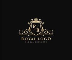 Initial PR Letter Luxurious Brand Logo Template, for Restaurant, Royalty, Boutique, Cafe, Hotel, Heraldic, Jewelry, Fashion and other vector illustration.