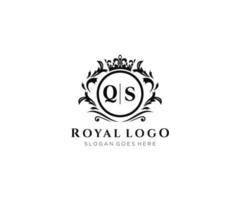 Initial QS Letter Luxurious Brand Logo Template, for Restaurant, Royalty, Boutique, Cafe, Hotel, Heraldic, Jewelry, Fashion and other vector illustration.