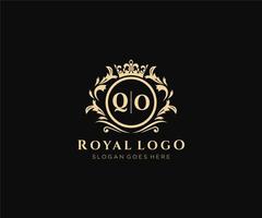 Initial QO Letter Luxurious Brand Logo Template, for Restaurant, Royalty, Boutique, Cafe, Hotel, Heraldic, Jewelry, Fashion and other vector illustration.