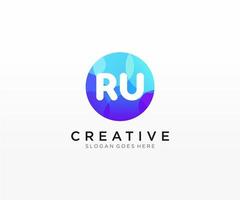 RU initial logo With Colorful Circle template vector. vector