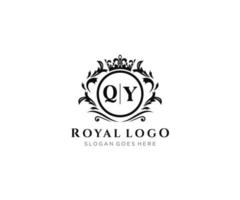 Initial QY Letter Luxurious Brand Logo Template, for Restaurant, Royalty, Boutique, Cafe, Hotel, Heraldic, Jewelry, Fashion and other vector illustration.