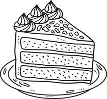 Slice Cake Isolated Coloring Page for Kids vector