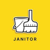 Design vector janitor icon with yellow background