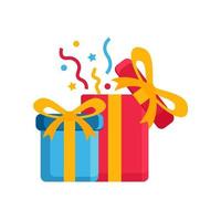 Gift box with confetti icon illustration. Birthday icon element decoration vector