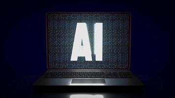 AI text on notebook for technology or it concept 3d photo