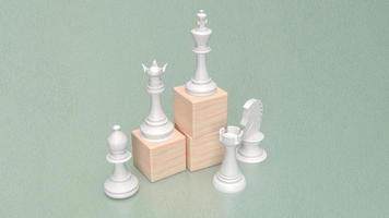 madera cubo y ajedrez para negocio concepto 3d representación foto
