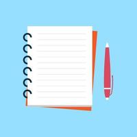 empty note book paper and the pen concept illustration flat design editable vector eps10.