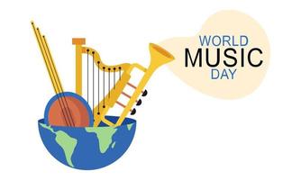 World music day with musical instruments vector