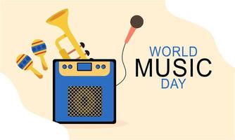 World music day with musical instruments vector