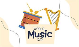 World music day with musical instruments vector