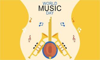 World music day with musical instruments vector