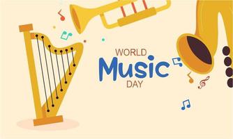 World music day with musical instruments vector