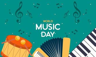 World music day with musical instruments vector