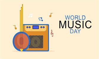 World music day with musical instruments vector