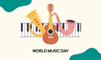 World music day with musical instruments vector