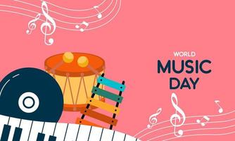 World music day with musical instruments vector