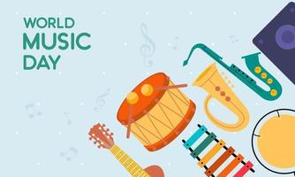 World music day with musical instruments vector