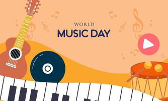 World music day with musical instruments vector